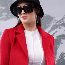 Cotton Blend Solid Coat For Women-image-29
