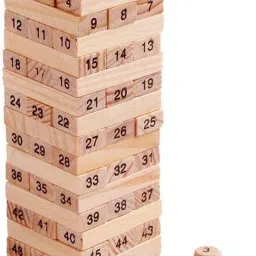 Wooden Building Blocks Puzzle 54 Pcs Challenging 4pcs Dice Wooden Stacking Game-24