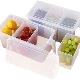 Plastic 3 IN 1 Plastic Storage Container Refrigerator with Handle 3L(PACK OF 2) Storage Basket-18