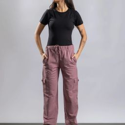 Women Solid Purple Track Pants-image-2