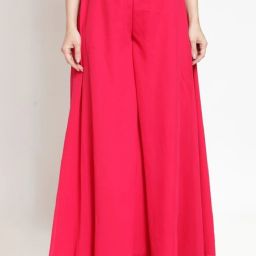 Women Relaxed Pink Georgette Trousers-image-72