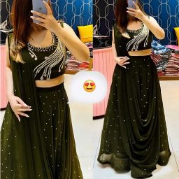Embroidered Semi Stitched Lehenga & Crop Top-image-67