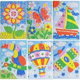 Mosaic Sticker Creative Art DIY Set Foam Handmade Sticky Art Crafts Kits Multi Color for Kids/Teenagers- Set of 2 (Random Designs)-image-90
