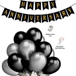 1 Banner, 18 Silver, 18 Black Balloon, 2 Tape For Decoration-image-14