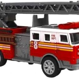Plastic Pull Back FIRE Brigade Movable FIRE Ladder Rescue Toy Truck for Kids-image-5