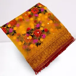 Net Embroidered Gold Women Dupatta-image-61