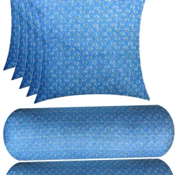 Combo Set of 5 Cushion And 2 Microfibre Floral Bolster Pack of 7-image-104
