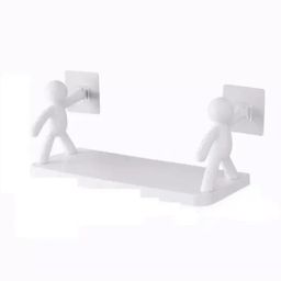 Bathroom, Kitchen Storage Human Hook Rack Floating Shelf Simple Wall Home Office Plastic Wall Shelf-image-42