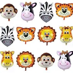 Solid Jungle Theme Balloons Animal Face Foil Balloon pack of12 Balloon-5