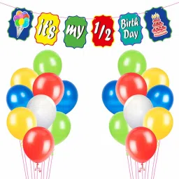 Half Birthday Party Decoration Combo ,It's My 1/2 Birthday Multi Color Banner, for 6 Months,Half Birthday Banner for Party Decoration (Pack of 26)-3