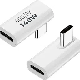 Tobo White USB C Male to Female Adapter 90 Degree Right Angle Type C Adapter 140W TD-1329CC Phone Converter-14