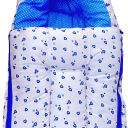 Kid’s Charm 3 in 1 Baby's Cotton Bed Cum Carry Bed Printed Baby Sleeping Bag-Baby Bed-Infant Portable Bassinet-Nest for Co-Sleeping Unisex Baby Bedding for New Born 0-8 Months Old (Little Heart Blue) 3 in 1 Carry Bed with Carry Bag Luxury Crib-4