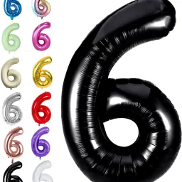 Solid Birthday/Anniversary Party Decoration Foil Plain 6 Number 32" Helium Supported Letter Balloon-image-76
