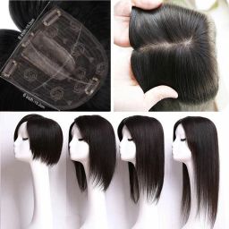 3x5 Topper Lace Base with 20 inch Length Natural Black Extension Hair Extension-image-83