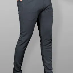 Men Slim Fit Grey Lycra Blend Trousers-image-15