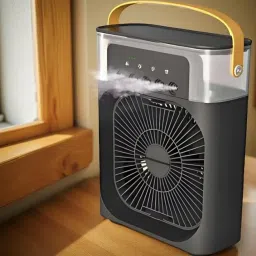 KGN Art Portable Air Humidifier & Cooling Fan with Handle | Dual Mist and Fan Function Mini ac cooler---------Multicolor----------22 USB Air Cooler-image-88