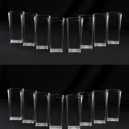 (Pack of 16) SQUARE Shape Plastic UNBREAKABLE Water Glasses Set of 16 Glass Set Water/Juice Glass-16