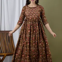 Women Fit and Flare Brown Maxi/Full Length Dress-image-92