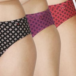 Pack of 3 Antibacterial And No Marks Waistband Women Bikini Multicolor Panty-35