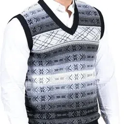 Men Printed V Neck Multicolor Sweater-image-51