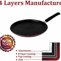kitchen flow BRIGHT NON-STICK DEEP KADAI WITH HANDLE Tawa 24 cm diameter image 3