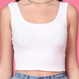 Casual Sleeveless Solid Women White Top-image-61