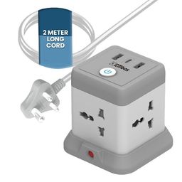 EMBOX Cube Extension Board with USB Port Universal Sockets and USB (2.4 A) (QC 3.0) Extension Board with Switches Overload Protector, Indicator, 2 Meter Extension Cord image 1
