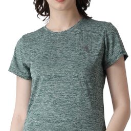 Women Solid Round Neck Polyester Dark Green T-Shirt-picture-9