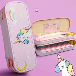 BY FLIPKART IMPORTED HOT SELLING TRENDING FLIPKART RECOMMENDED NEW ARRIVAL UNICORN DOUBLE DECKER FABRIC BIG ZIP LARGE PENCIL STORAGE POUCH FOR BOYS&GIRLS Art Canvas Pencil Box-image-22