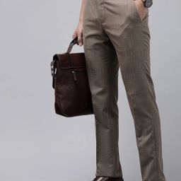 Men Regular Fit Beige Polyester Trousers-image-37