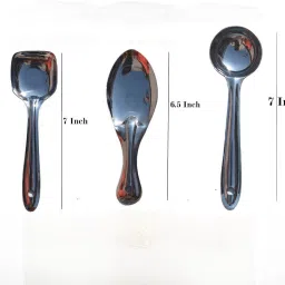 solino Steel Serving Spoon Set for Dining Spoon Curry/dal/Rice/Pasta Cuttlery Stainless Steel Cutlery Set image 3