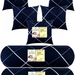 5 Cushion And 2 Bolster Microfibre Geometric Bolster Pack of 7-image-98