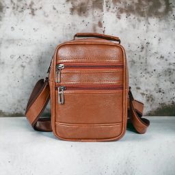 Tan Men Sling Bag - Medium TopGrain 10L Faux Leather Sling Bag for Men Women |Glossy Leather Sling Bag for Men Travel |side bags for boys | mobile sling bag for men | mobile sling pouch for women |bike bags |Small Hiking trekking travel shoulder bags |Crossbody Chest Mini bags men women | gift item for boyfriend |Small travelling leather Sling | Corporate Gift Item.-image-71