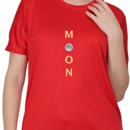 Women Graphic Print Round Neck Pure Cotton Red T-Shirt-image-10