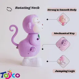 toyco Wind Up Key Operated Jumping Monkey Toys Set with 360 degree Rotating Head image 4