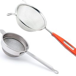 Stainless Steel 12.5 Cm Soup & Juice Strainer/Liquid Filter And 9 cm Tea Strainer Chalni Double Mesh Last Long (Silver) Strainer-10