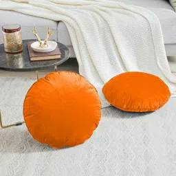 Luxurious Decorative Velvet Round Cushions Microfibre Solid Cushion Pack of 2-image-54
