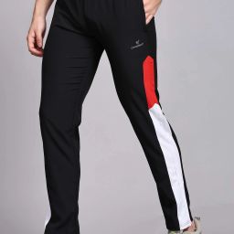 Men Colorblock Black Track Pants-image-23