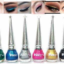 Waterproof Glitter Liquid Eyeliner set of 6, 5ml Each, Gliter Green, Glitter Sky Blue, Glitter Silver, Glitter pink, Glitter Golden and Matte Black 30 ml-1