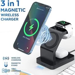 Viraan 3 in 1 Magnetic Wireless Charging Station for iPhone | Alarm Clock & Night Light Charging Pad-image-131