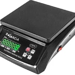 NAC GLOBAL: IT'S EXACTLY WHAT YOU NEED Balancia 30kg Electric Compact Scale With LED Display, Weighing Double Display with Heavy Duty Weight Machine For Kitchen Shop Power Adapter & 4V Re-Chargeable Battery Made In India (Black) Weighing Scale-4