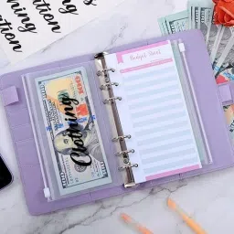 ECAPT A6 pure Leather File Folder Ring Binder Set with Envelopes Sheets Stickers Ruler Manual Multi Binder image 3