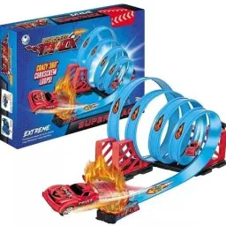 High Speed Super Track Extreme 360 Corkscrew Loops With Car.-0