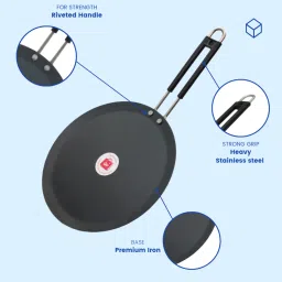 LAZYwindow Flat Iron Tawa with insulated handle Tawa 24 cm diameter image 4