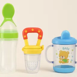 Infant Food Nibbler Teething Toy Feeding Pacifier and Plastic Sipper Cup - Silicone, Plastic-image-18