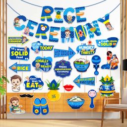 Rice Ceremony Decorations Items-Paper Banner & PhotoBooth Props (Pack Of 24)-image-49