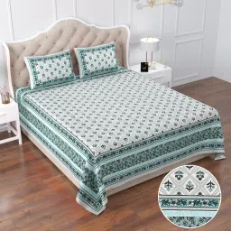 144 TC Cotton Double Jaipuri Prints Flat Bedsheet-image-39