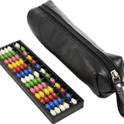 Abacus Math Kit for Kids 13 Rod Multicolor White Bead with Square Pouch- Black-10
