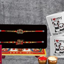 Designer Designer Rakhi Gift Set For Brother Combo With Roli Chawal Greeting Card(MGP-3) Assorted Rakhi Set-18