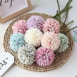 5 Pcs Artificial Chrysanthemum Ball Hydrangea Flower for Home Decor,Valentine Multicolor Chrysanthemum Artificial Flower-23